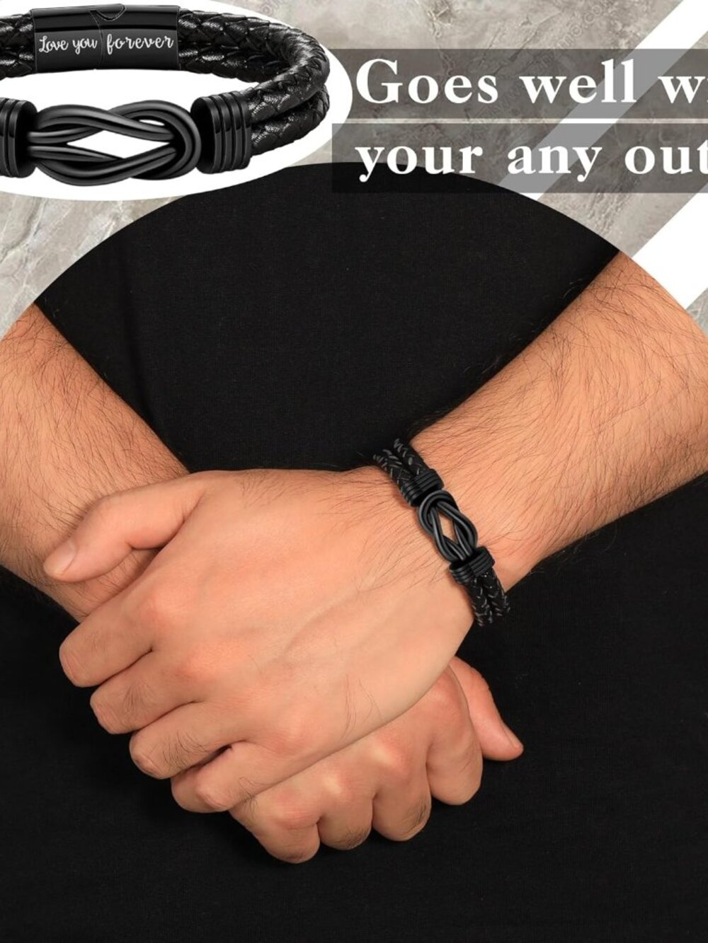 Gifts for Men, Fathers Day Bracelet Gifts for Boyfriend Leather Bracelets for Me - Picture 4 of 6